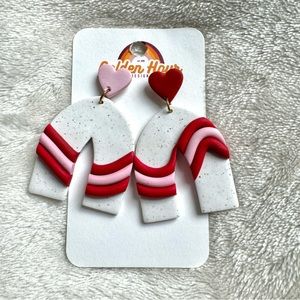 Golden Hour Designs Valentine’s Day Pink and Red Clay Heart Earrings